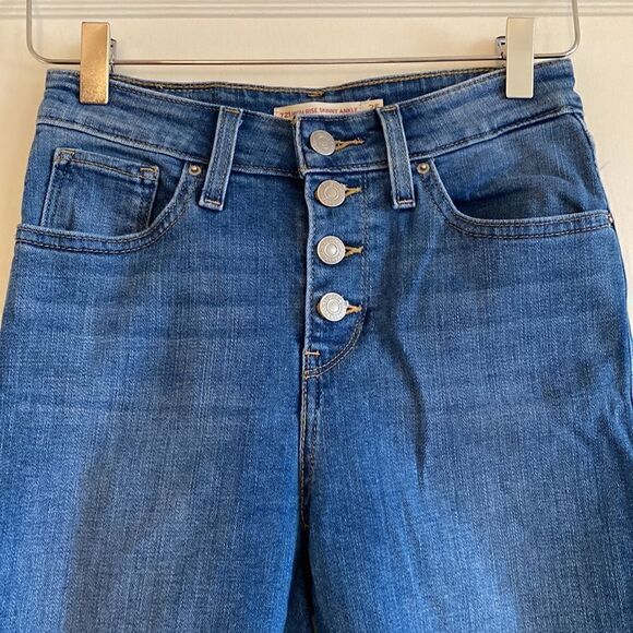 Levi’s High Rise Skinny Slit Crop Jeans Button Fly Jeans Size 25 - Picture 4 of 12